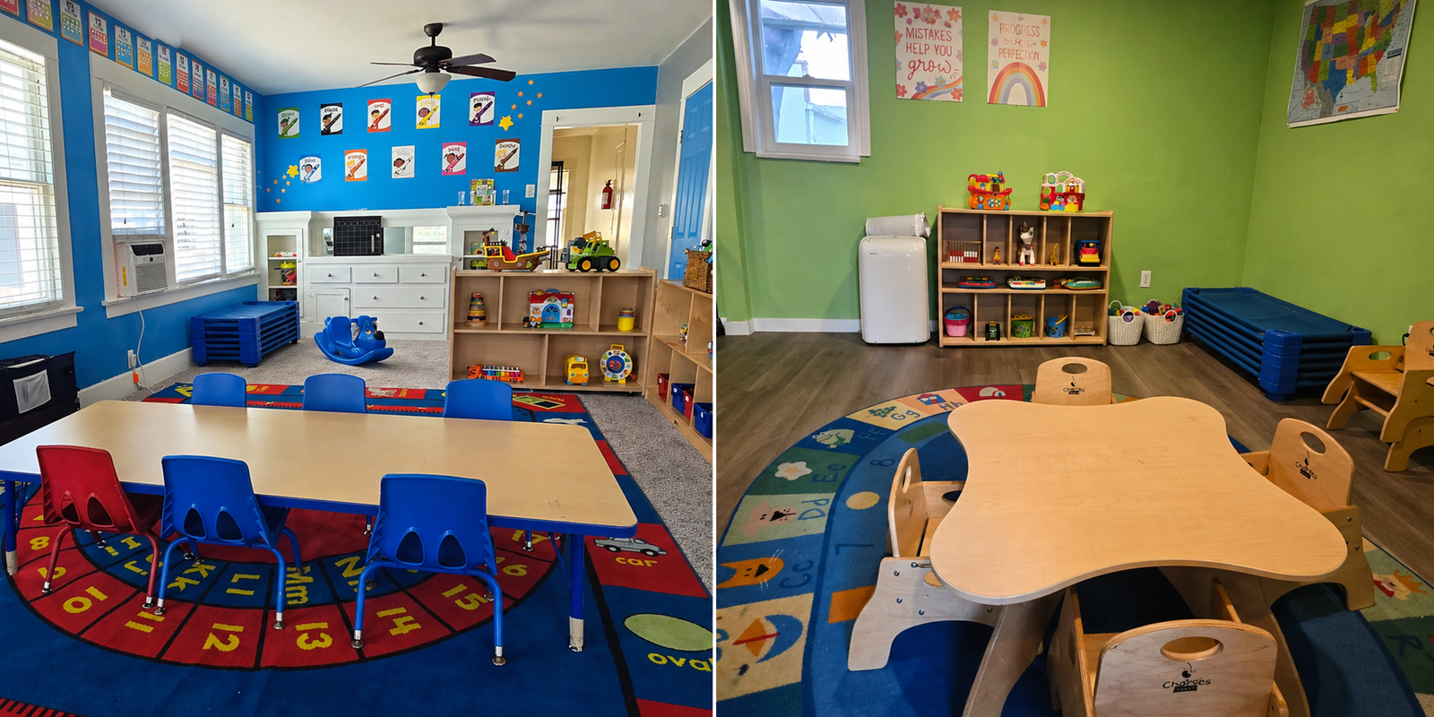 Two classroom learning setup at Davis Family Child Care